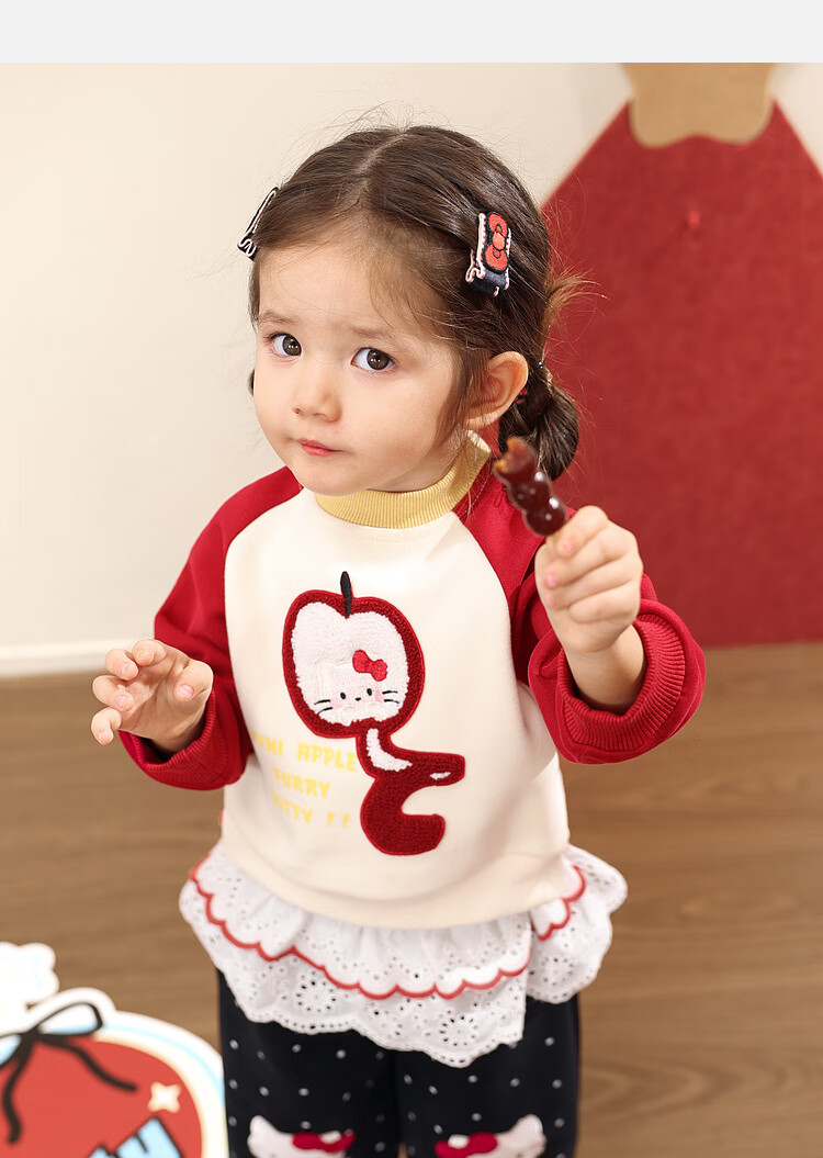 LUSON Little O Dad Baby Girl Toddler Raglan Sleeve Autumn Cartoon Cute Casual Sweatshirt New Year Outfit 13