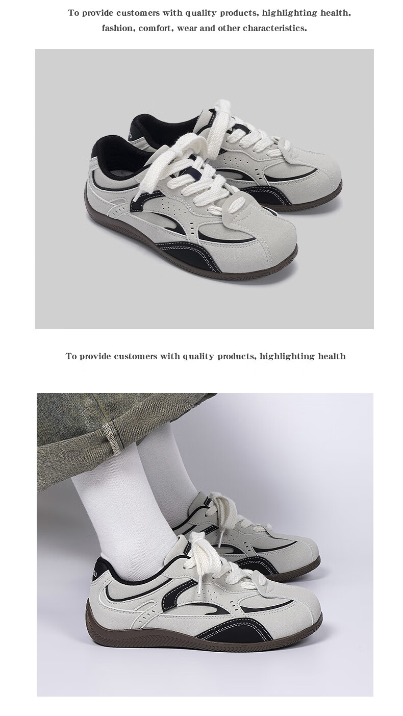 HUANQIU Retro Training Shoes for Women, 2026 New Summer Style, Gray Lightweight Versatile Casual Shoes, Women's Student Racing Shoes 9
