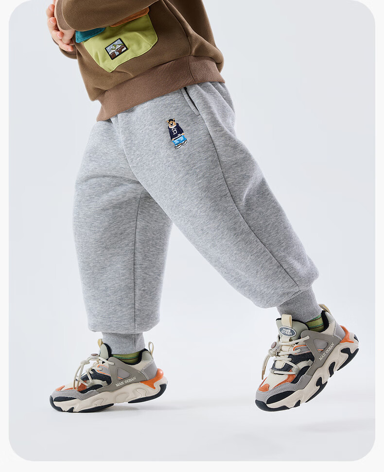 Dudu Boys Winter Thickened Pants Children's Fleece Casual Pants Girls Sports Pants Baby Warm Long Pants Gray 80 13