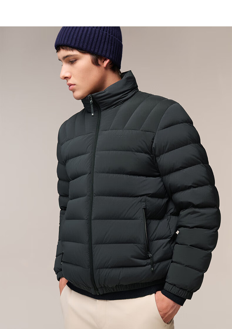 HAZZYS Men's Winter Goose Down Jacket Simple Casual Stand Collar Coat ASFZU0CDX09 9