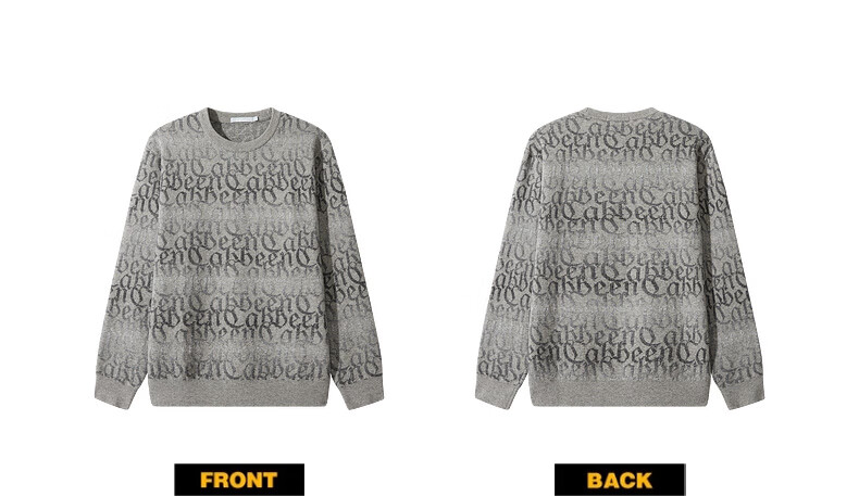 CABBEEN Multi-Yarn Woven Long Sleeve Sweater with CABBEEN Logo Vintage Pattern Winter Colorblock Knitwear 13