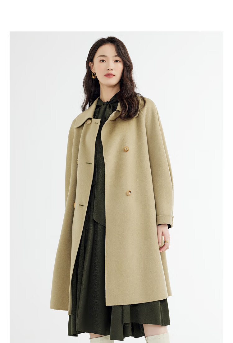 vgrass维格娜丝2022冬季新款轻奢羊毛大衣毛呢外套vsd2n40760 绿色系