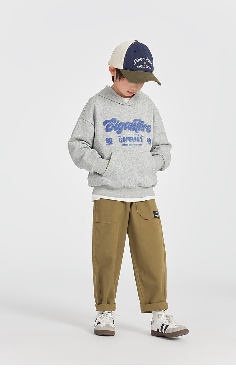 Duoduo Home [Kangaroo Pocket] Boys' Red Hoodie Sportswear Casual Spring American Letter Print Top for Older Children 20