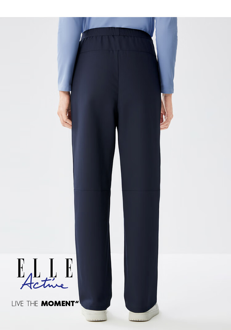 ELLE ACTIVE Simple Basic Fleece-Lined Pants for Women 2025 Autumn Winter New Casual Sports Straight-Leg Pants Navy Blue L 5