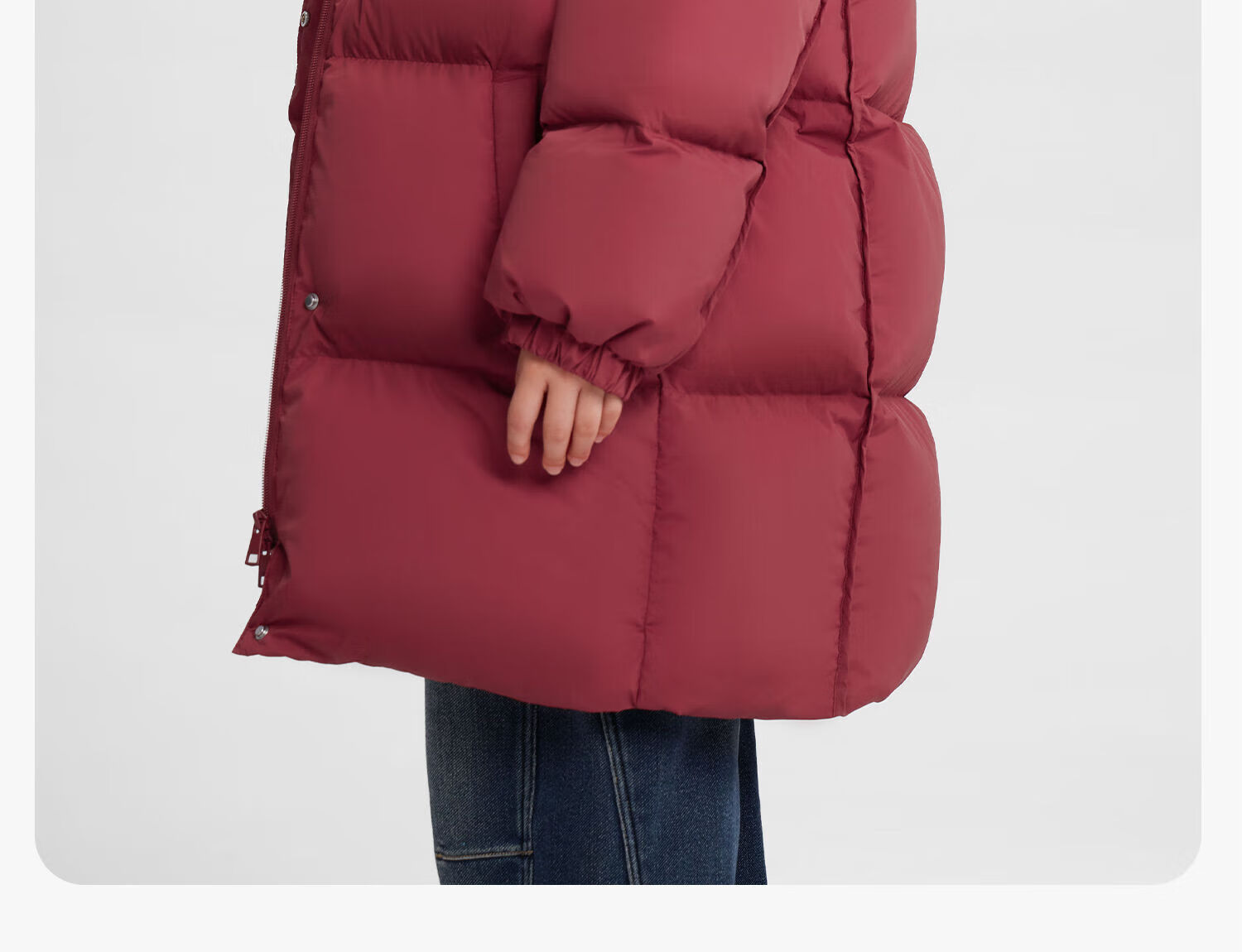 Zuo Xi Boys' Mid-Length Down Jacket Winter Warm Thickened Hooded Coat Red Size 130 New Year Outfit 43