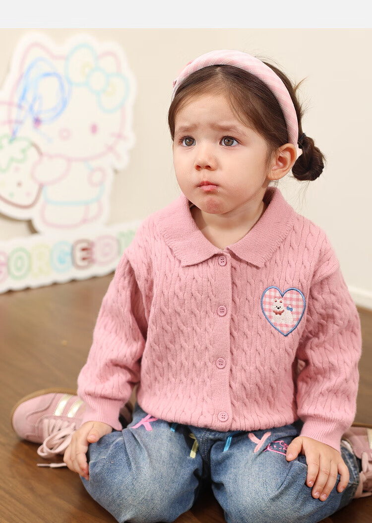 LUSON Little O Dad Baby Girls' Sweater Cardigan 2025 Autumn New Baby Knitted Warm Stylish Jacket 14