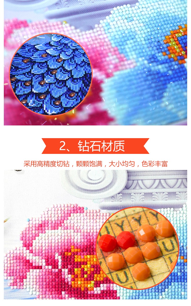 大幅孔雀玄关手工5d钻石画满钻客厅水晶点贴钻石欧式小件异形钻经典款