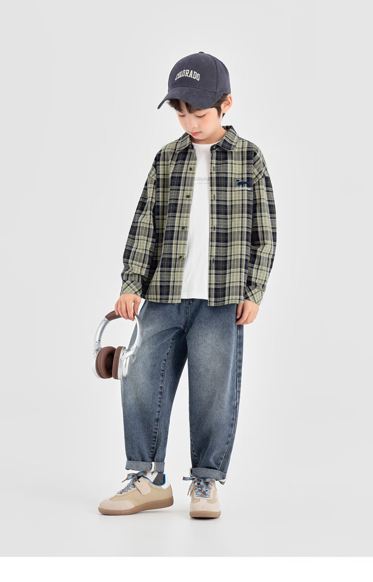 Duoduojia Boys Shirt 2025 Spring Autumn Salt Style Casual Plaid Long Sleeve Soft Loose Kids Versatile Top 9