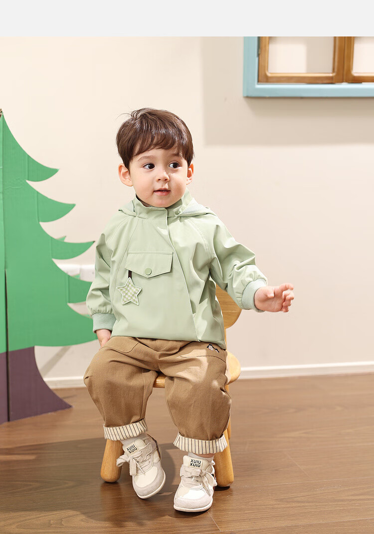LUSON Little O Dad Boys' Autumn Hooded Star Jacket Cute Baby Boys' Fall Coat with Pointed Hood 24