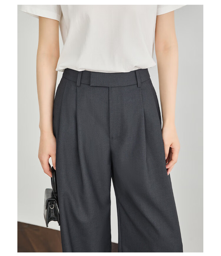 FAESSLIN [A4 Waist-Killing] Dark Gray High-Waisted Dress Pants for Women, 2026 Summer Thin Style, Elegant Draping Casual Wide-Leg Trousers for Wome 26