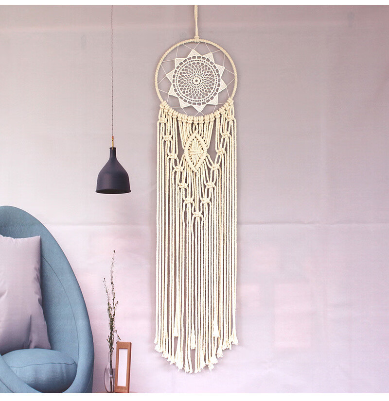 波西米亚棉绳编织流苏挂毯捕梦网客厅室内装饰壁毯挂饰女同学礼物 容