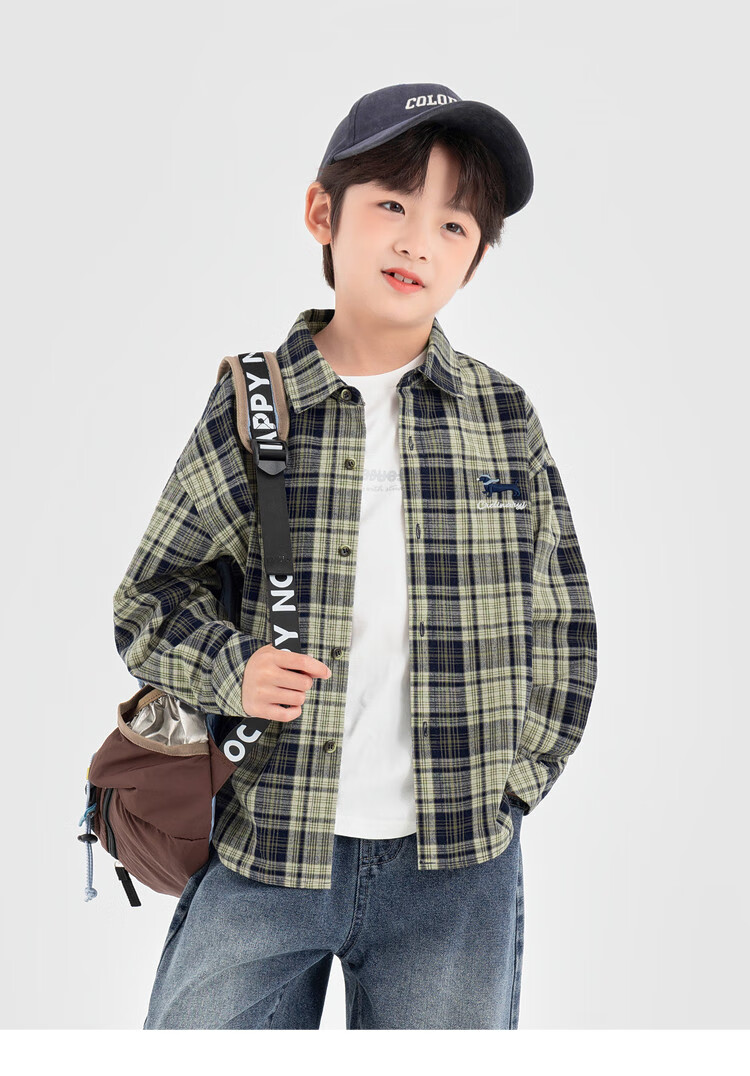 Duoduojia Boys Shirt 2025 Spring Autumn Salt Style Casual Plaid Long Sleeve Soft Loose Kids Versatile Top 6