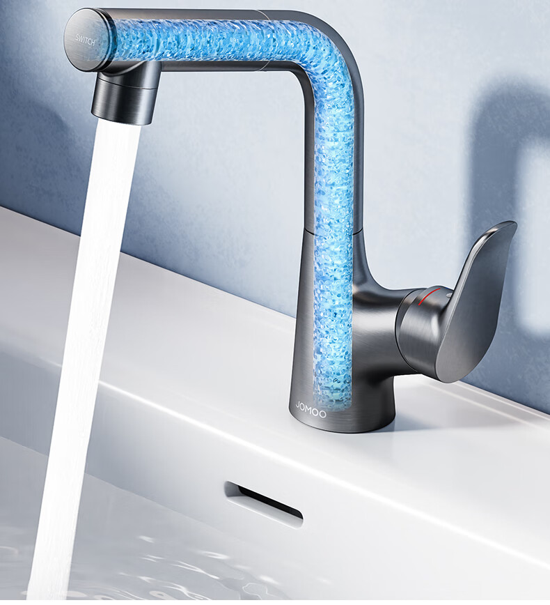 JOMOO Basin Faucet Gun Gray Pull-Out Hot and Cold Full-Range Bathroom Sink Faucet 32710-649/HBS-Z 12