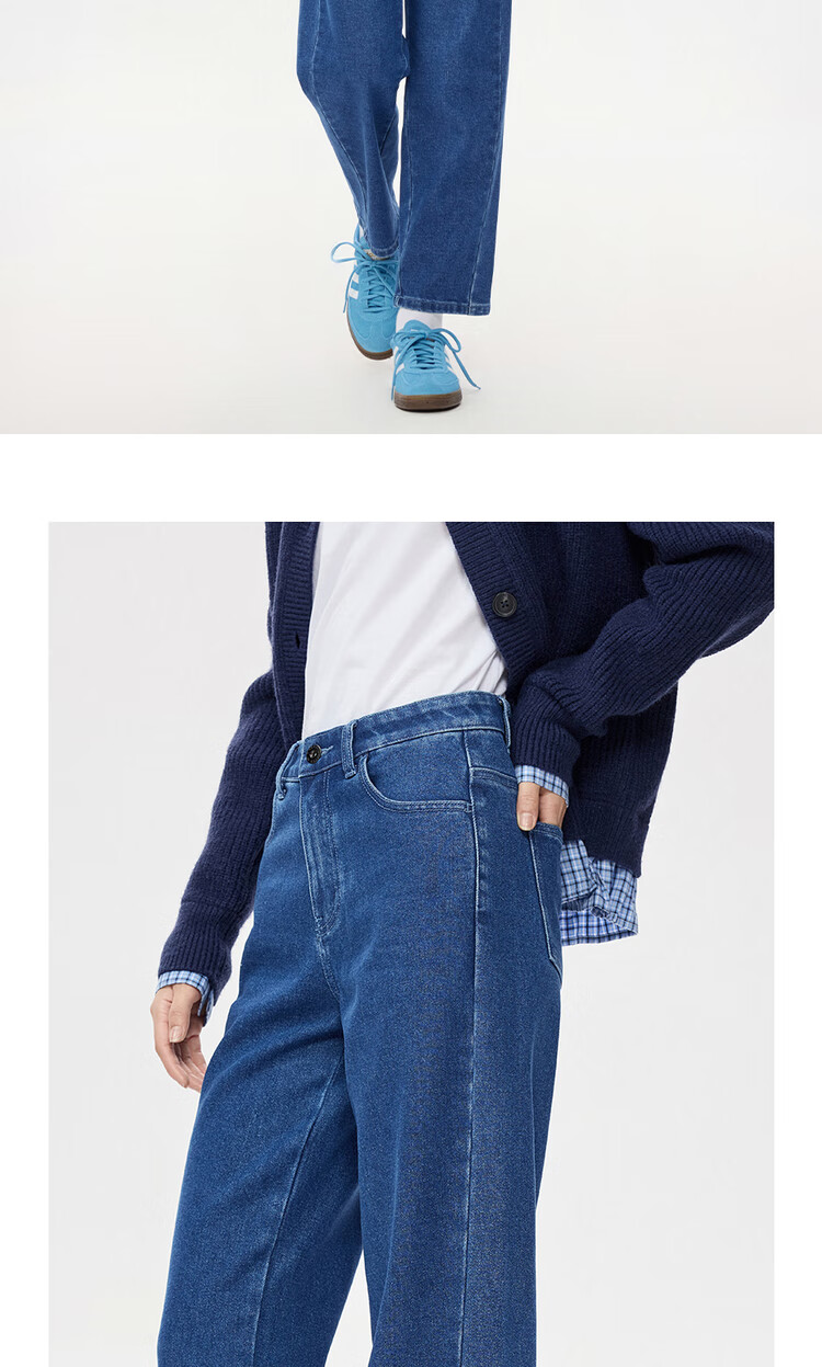Zara Vintage Straight Leg Jeans Women Autumn and Winter Heavy Wash High Waist Zipper Jeans 05415683 13