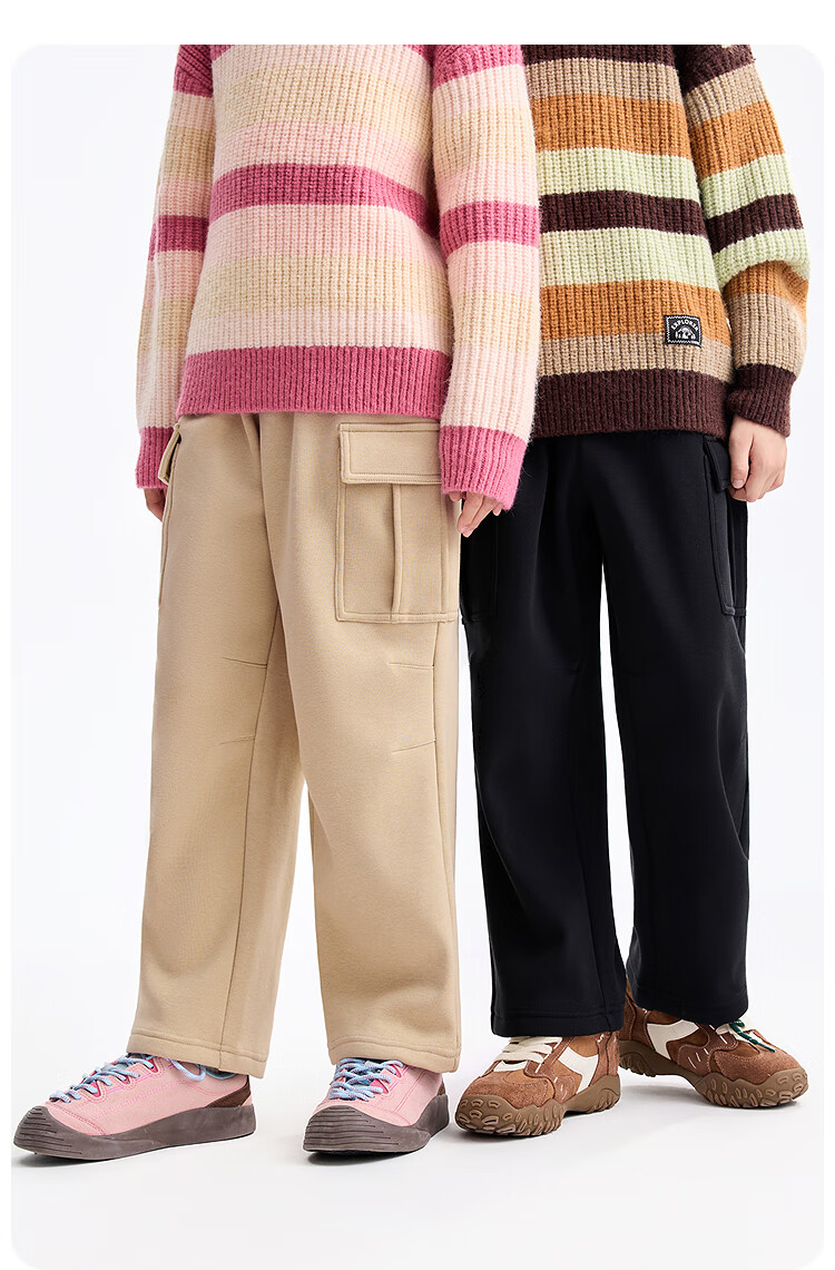 Annil Anti-Static Kids Fleece-Lined Pants Boys Girls Casual Trousers 2025 Winter New Stone Honey Coffee 150 10