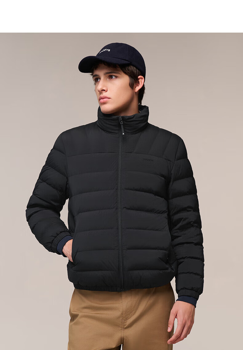 HAZZYS Men's Winter Goose Down Jacket Simple Casual Stand Collar Coat ASFZU0CDX09 14