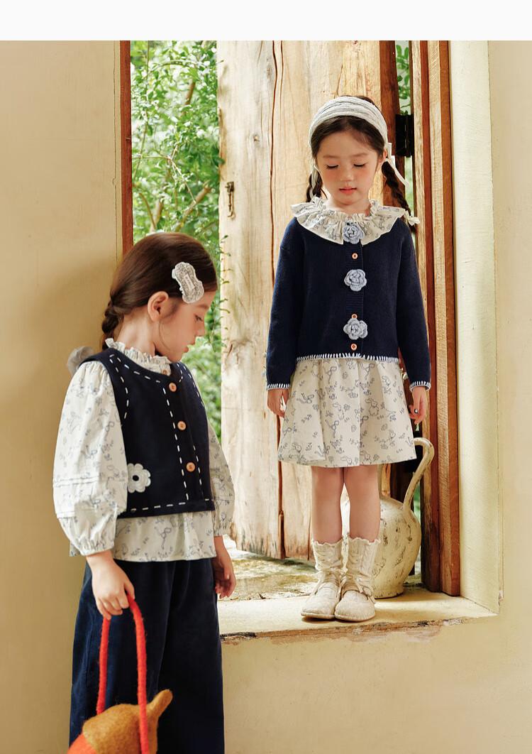 LUSON Little O Treasure Okids Children's Clothing Forest Style Set Girls 2025 Autumn Corduroy Suspender Skirt 20