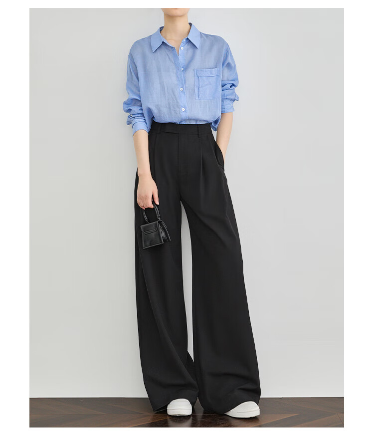 FAESSLIN [A4 Waist-Killing] Dark Gray High-Waisted Dress Pants for Women, 2026 Summer Thin Style, Elegant Draping Casual Wide-Leg Trousers for Wome 14