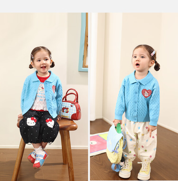 LUSON Little O Dad Baby Girls' Sweater Cardigan 2025 Autumn New Baby Knitted Warm Stylish Jacket 24