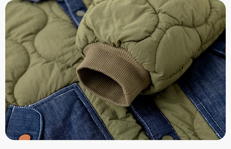 Dudu Baby Winter Cotton Padded Jacket Thickened Loose Coat Kids Boys Girls Fashionable Outerwear Army Green 90cm 11