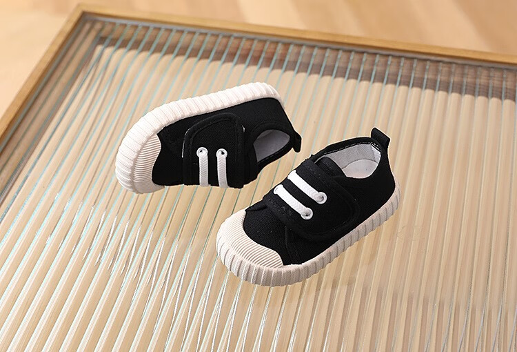 熏婕幼儿园儿童帆布鞋一脚蹬低帮方口白色宝宝色透气软底小布鞋 xt22