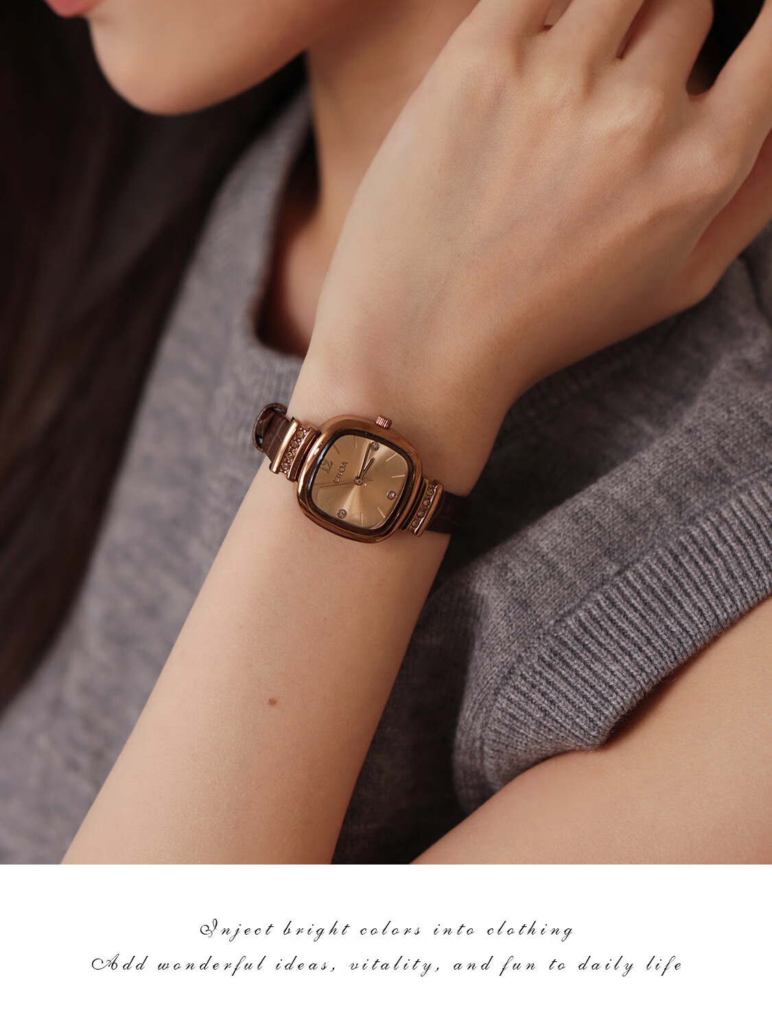 CILOA 2026 New Small Exquisite Women's Mechanical Square Watch Luxury Brown Ladies Watch 3