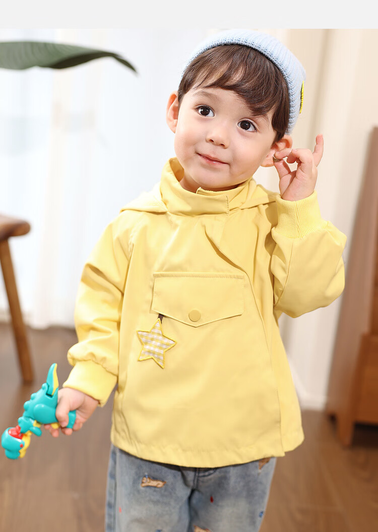 LUSON Little O Dad Boys' Autumn Hooded Star Jacket Cute Baby Boys' Fall Coat with Pointed Hood 13