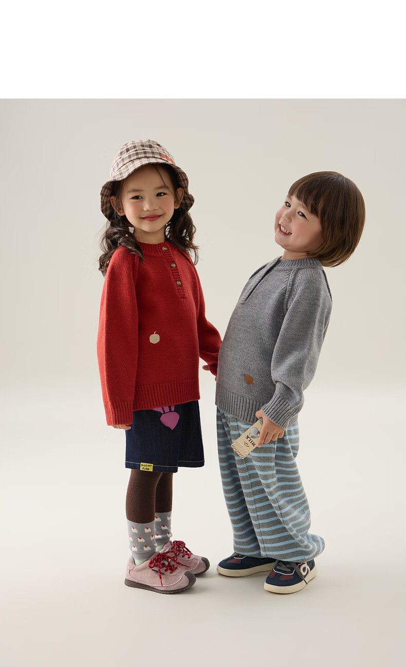 Papapapa Autumn Winter Kids Sweater Soft Skin-Friendly Warm Pullover Knitwear Light Gray 100 14
