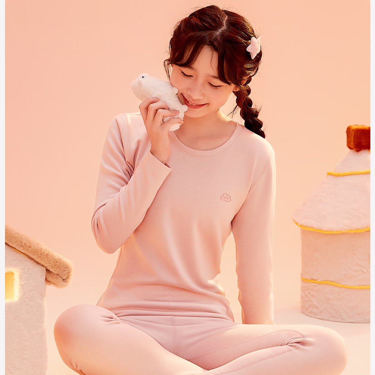 COCO SMART Girls' Thermal Underwear Set, Thickened Fleece Lined, Heat Retaining, Anti-Cold Autumn Base Layer for Middle School Students 23