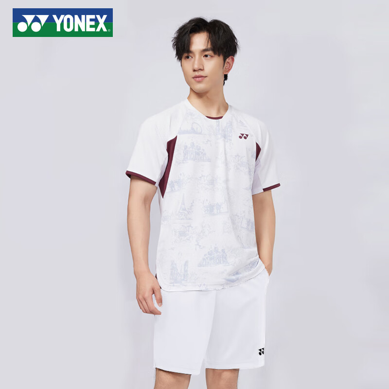 YONEX Badminton Sports T-Shirt Breathable Short Sleeve Set Men's Set - 1102925BCR - White L 4