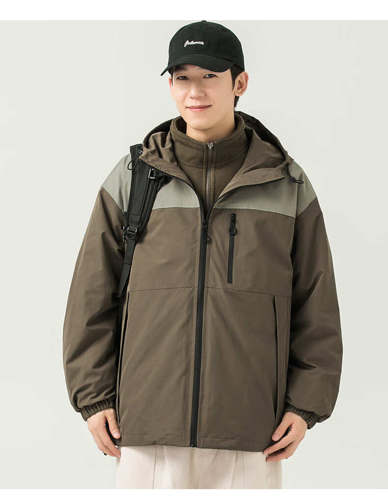 WOOD SOON 3-in-1 Cotton Padded Jacket Unisex Autumn Winter Thickened Fleece Windproof Warm Stand Collar Coat 15