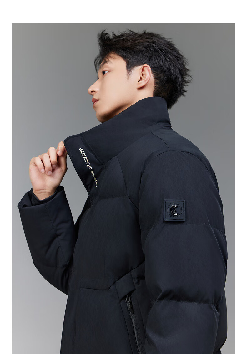 CABBEEN Moon Surface Graffiti Print Single Fabric Down Jacket with Detachable Hood Milk Silk Windproof Sleeves Winter Down Coat 8