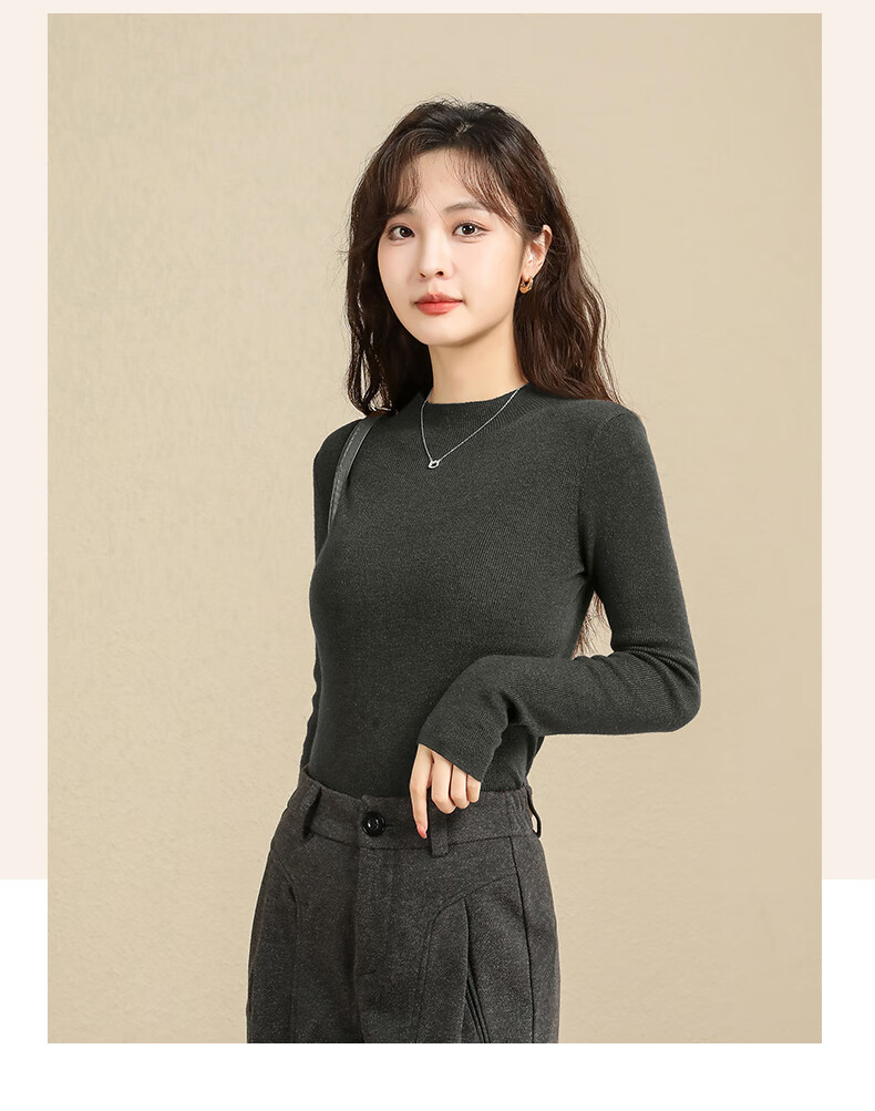Baleno 2025 Autumn Winter New Women's Knitwear Half Turtleneck Pullover Slim Wool Sweater Top Thin Base Layer 14