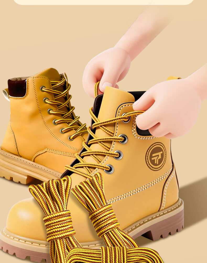 Huabaochi 3 Pairs Yellow Martin Boots Shoelaces Unbreakable Thick Round Classic Work Hiking Shoes Laces for Men and Women 12