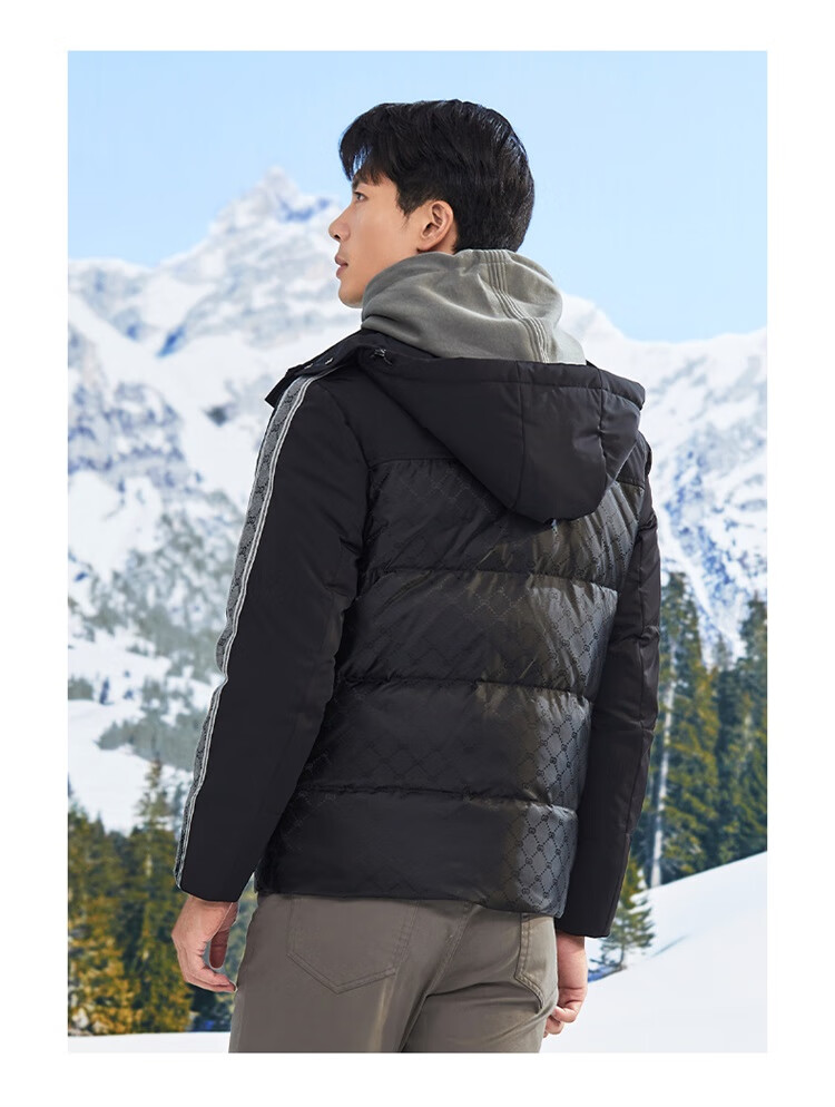 Goldlion GY Men's Short Down Jacket Autumn Winter Classic White Goose Down Three-Proof Detachable DGH0213-MK120 Black L 5