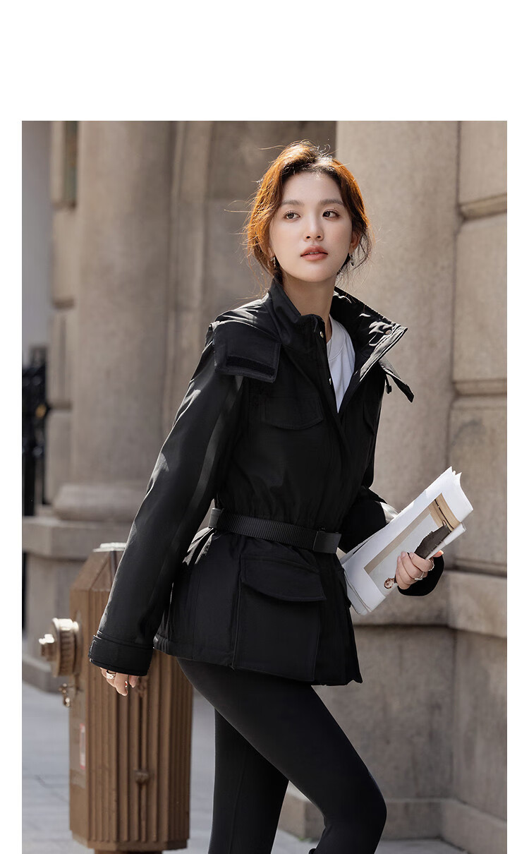 Demana Nordic Jacquard Cotton Three-Proof Winter 90% Goose Down Parachute Large Pocket Nylon Belt Women's Down Jacket 3