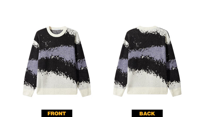 CABBEEN Men's Wool-Blend Colorblock Jacquard Patchwork Casual Wearable Long Sleeve Sweater 2025 Winter 17