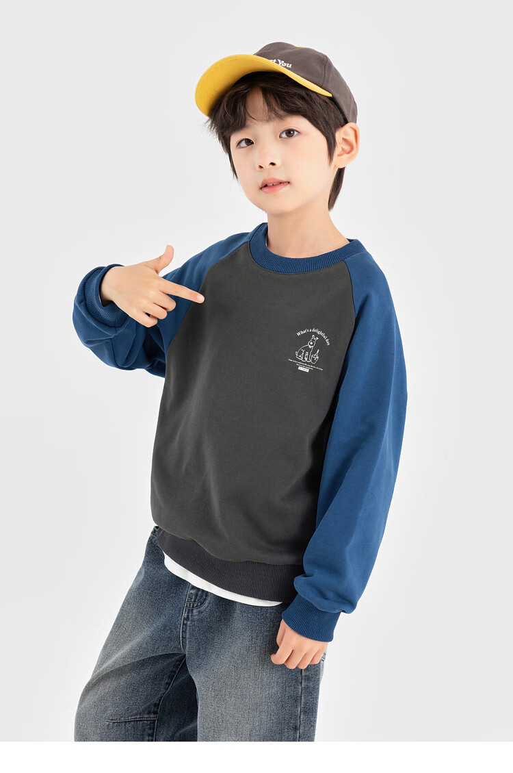 Duoduo Boys Sweatshirt Kids Autumn 2025 New Colorblock Raglan Sleeve Loose Casual Pullover Top 4