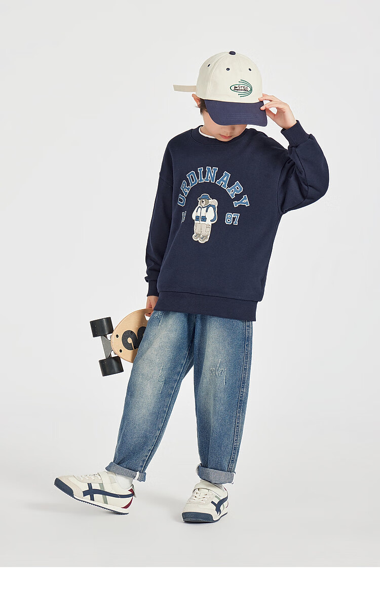 Duoduo Kids 2026 Spring Autumn College Bear Sweatshirt Boys Casual Sports Top Comfortable Long Sleeve Base Layer for Older Children 25