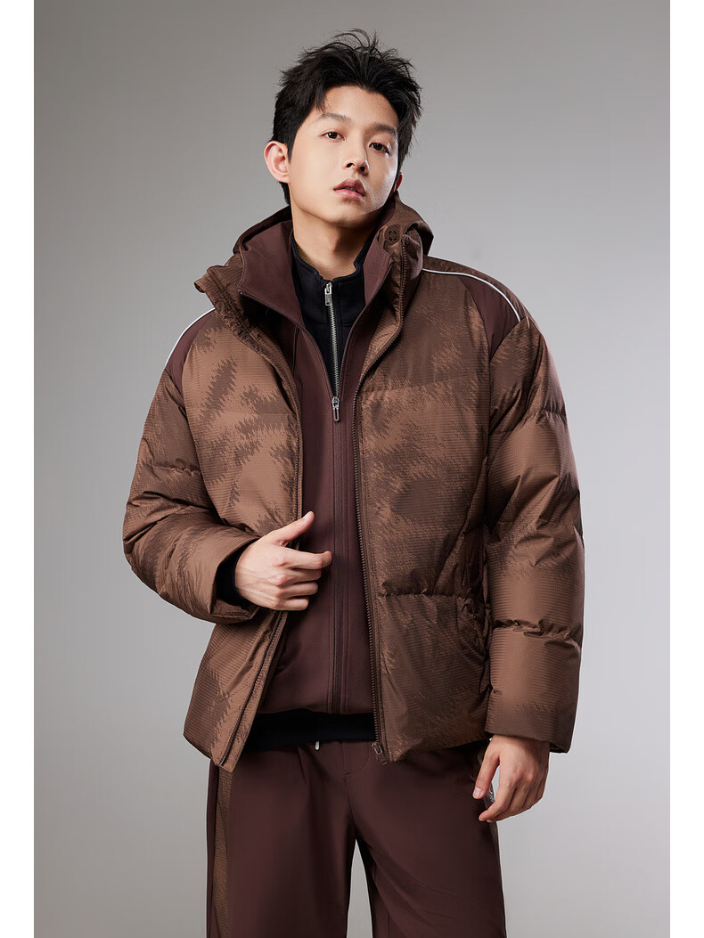 CABBEEN Coffee Graffiti Design Down Jacket Men China Rocket Collaboration Outdoor Colorblock Winter Coat 2