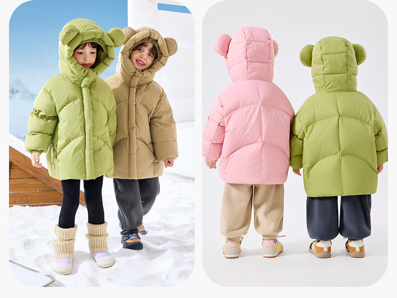 Dudu Home [DuPont Three-Proof] Baby Down Jacket Winter Children's Hooded Coat Boys Warm Clothing Trendy Green 110 8