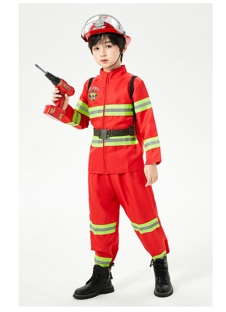 温蔓尔 消防员衣服儿童儿童消防员服装小孩职业体验角色扮演衣服幼儿