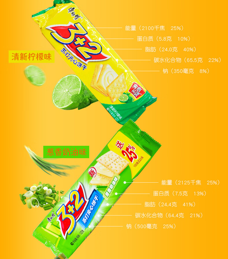 Kangshifu 3+2 Biscuits Lemon Flavor 125g