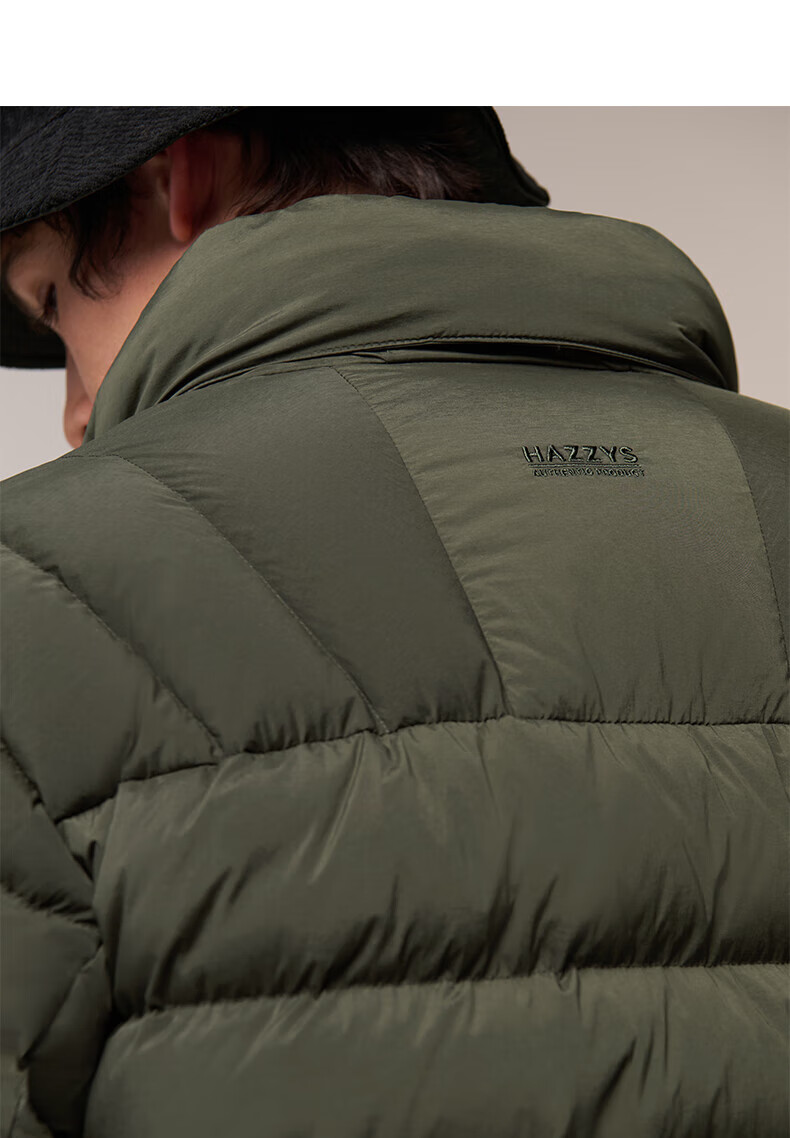 HAZZYS Men's Winter Goose Down Jacket Simple Casual Stand Collar Coat ASFZU0CDX09 18