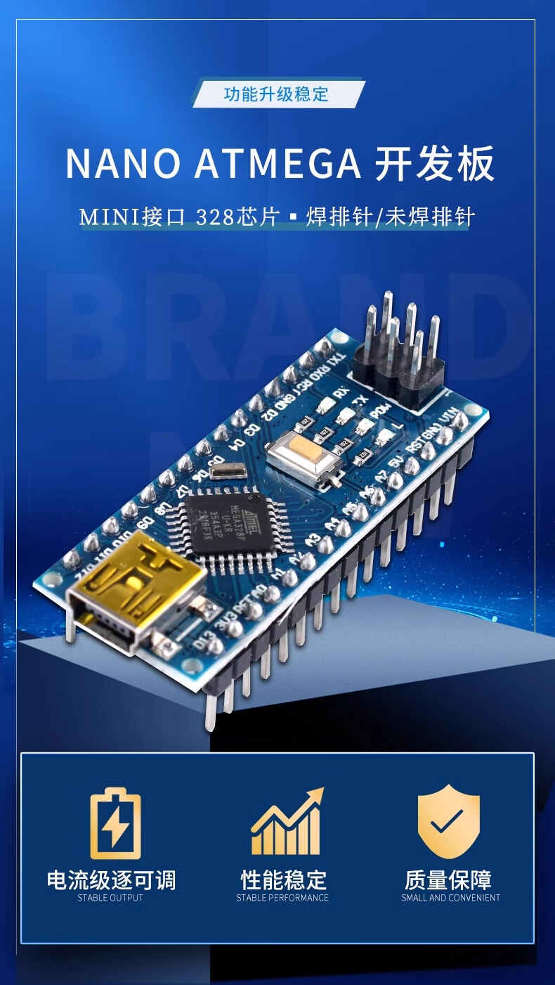 ZAVE Arduino Nano Uno Development Board Kit TYPE-C Interface Blue Board with Solder Pin Header (328P Chip) Upgraded ATmega328P Microcontroller Mainboard 1
