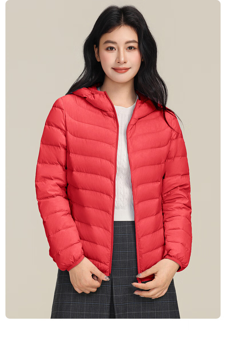 YAYA Lightweight Women's Down Jacket Warm Fashion Slim Short Duck Down Autumn Winter Hooded Lightweight Coat 20