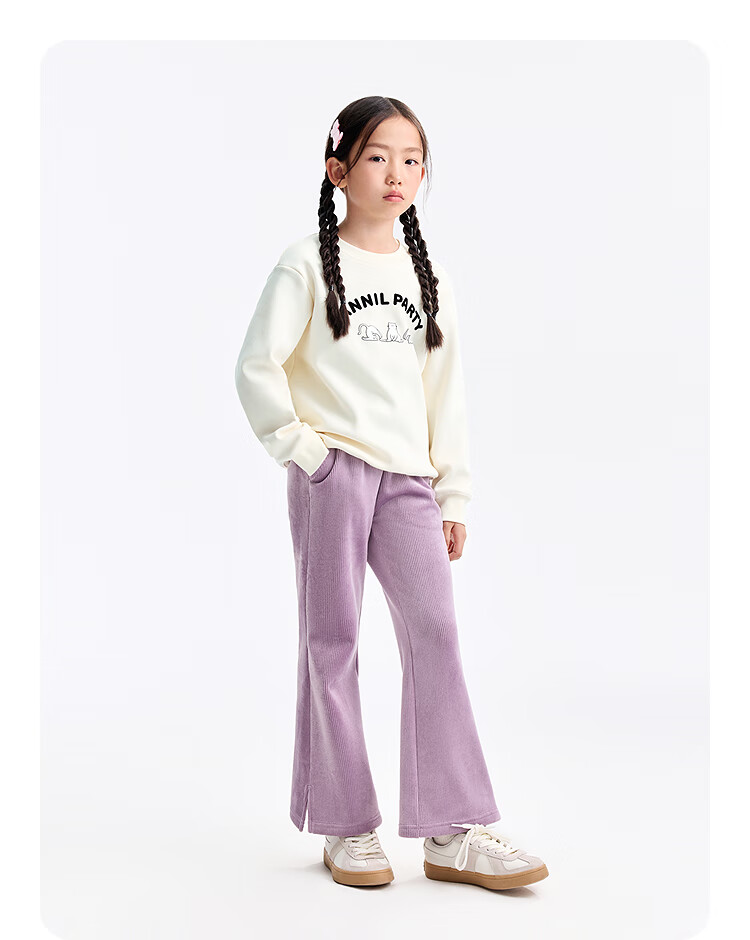 Annil Kids Boys and Girls Crew Neck Long Sleeve Fleece Sweatshirt 2025 Winter New Milk Candy White 160 3