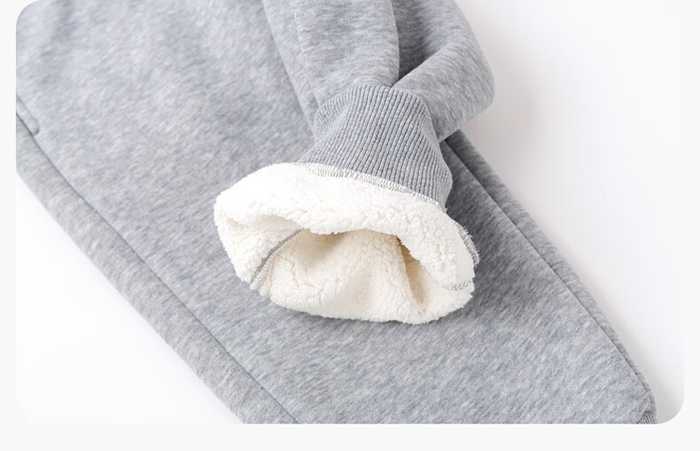 Dudu Boys Winter Thickened Pants Children's Fleece Casual Pants Girls Sports Pants Baby Warm Long Pants Gray 80 19