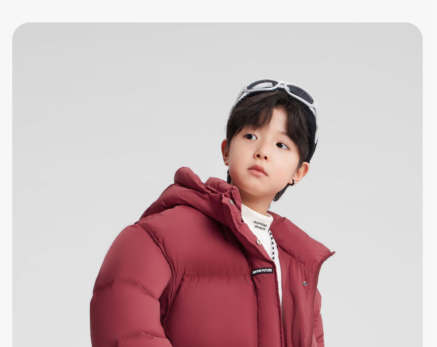 Zuo Xi Boys' Mid-Length Down Jacket Winter Warm Thickened Hooded Coat Red Size 130 New Year Outfit 50