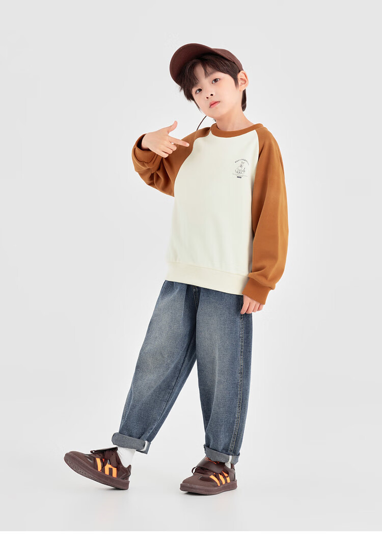 Duoduo Boys Sweatshirt Kids Autumn 2025 New Colorblock Raglan Sleeve Loose Casual Pullover Top 33